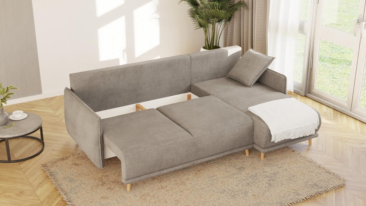 ECKSOFA Chroma Dunkelbeige Luxusmicrofaser - Beige/Braun, Holz/Textil (238/170cm) - S-Style Möbel