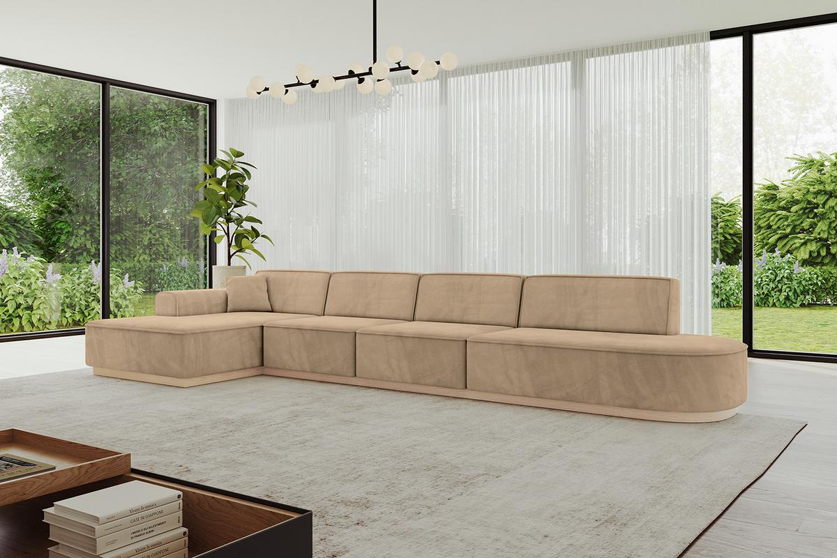 ECKSOFA Ottomane Links IREA-L3 - 413x171x83 cm Beige - Beige, Holzwerkstoff/Textil (413/171cm) - ALTDECOR