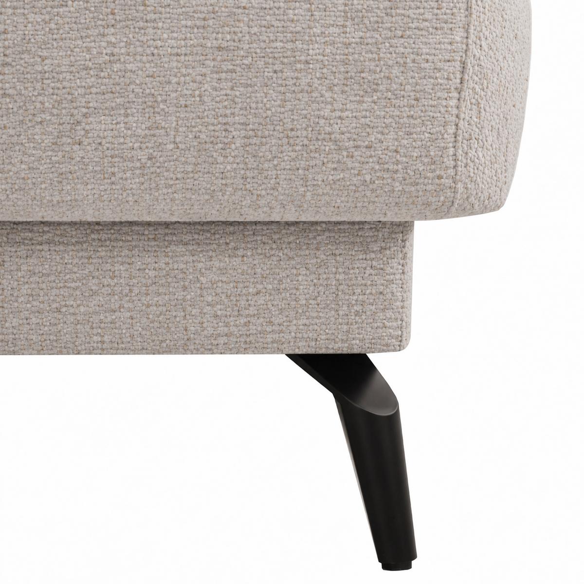 ECKSOFA Marco Mini mit elektrisch ausfahrbarem Sitz und verstellbaren Kopfstützen, Rechts, Chenille-Stoff, Beige - Beige/Schwarz, Textil (275/182cm) - Beautysofa