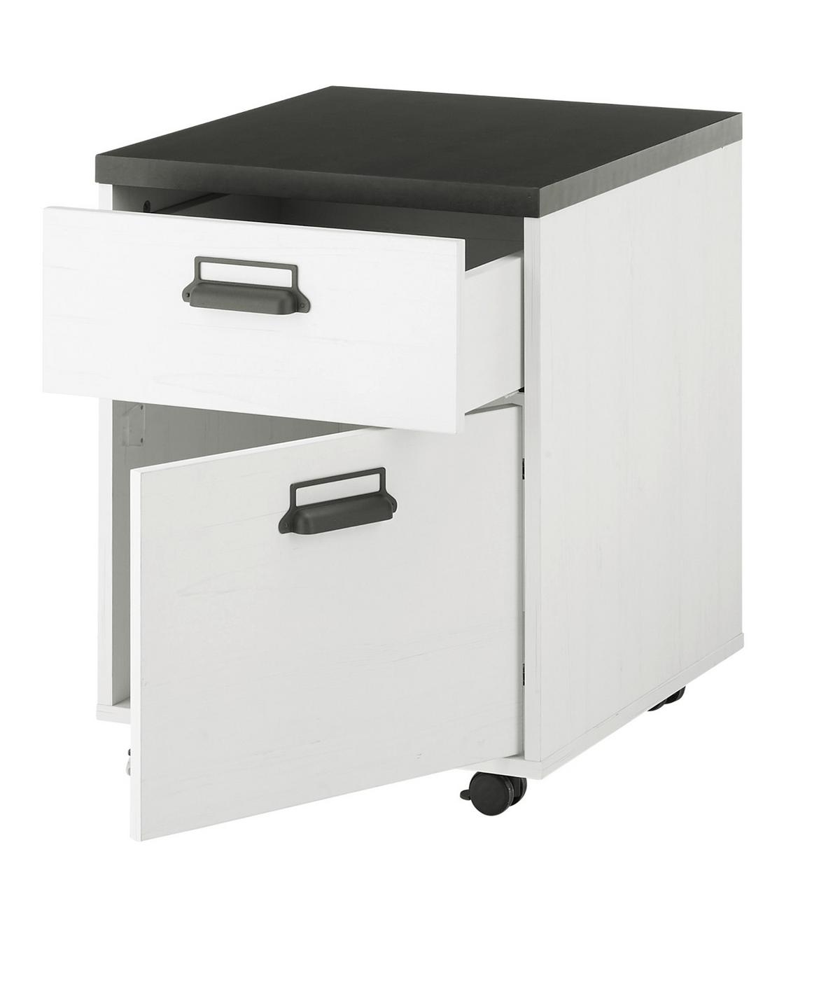 ROLLCONTAINER weiß Pinie, anthrazit Landhaus, Schreibtisch Container 47 x 60 cm - Anthrazit/Weiß, Holzwerkstoff/Kunststoff (47/60/51cm) - Furn.Design