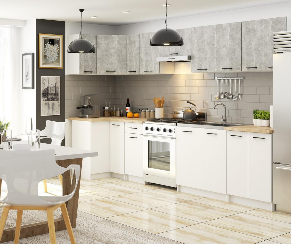 HÄNGESCHRANK Weiß, Beton 58/80/30 - Hellgrau/Weiß, Holzwerkstoff (80/58/30cm) - RAUMHIRSCH FURNITURE