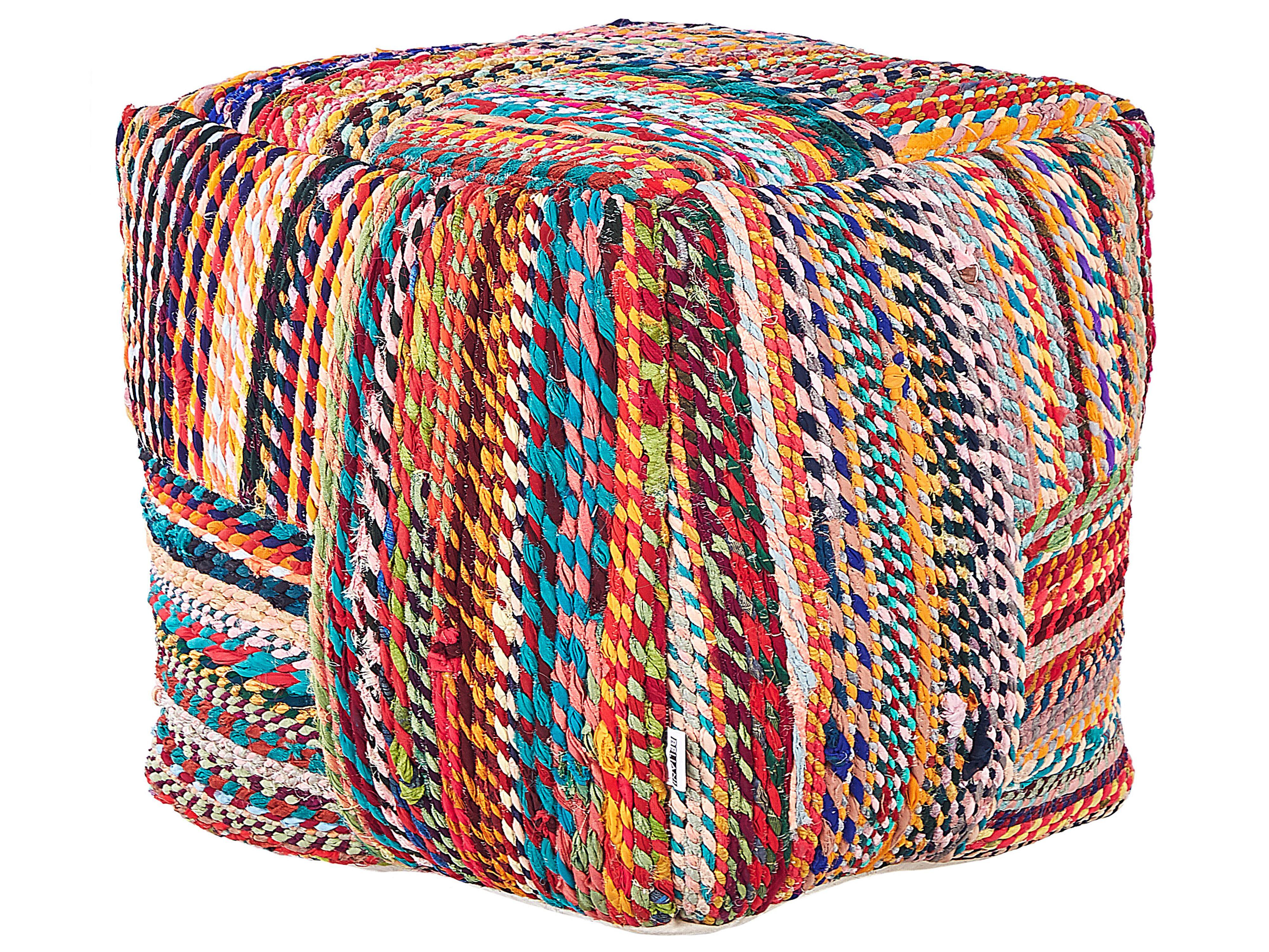 POUF Bunt Mekhtar - Blau/Rot, Naturmaterialien (40/40/40cm) - Beliani