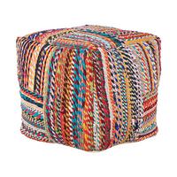 POUF Bunt Mekhtar - Blau/Rot, Naturmaterialien (40/40/40cm) - Beliani