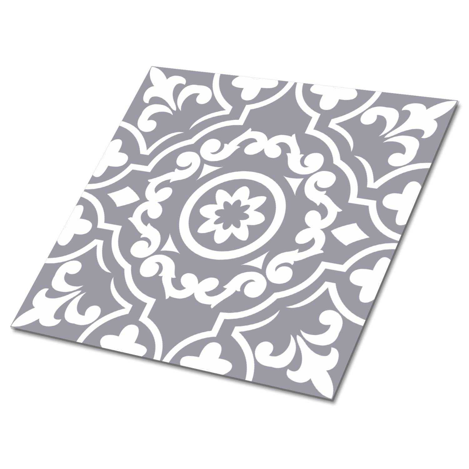 FLIESENAUFKLEBER 9 Stück 30x30 cm selbstklebend Arabisches Muster - Grau, Textil (30/1.6/30cm) - TULUP