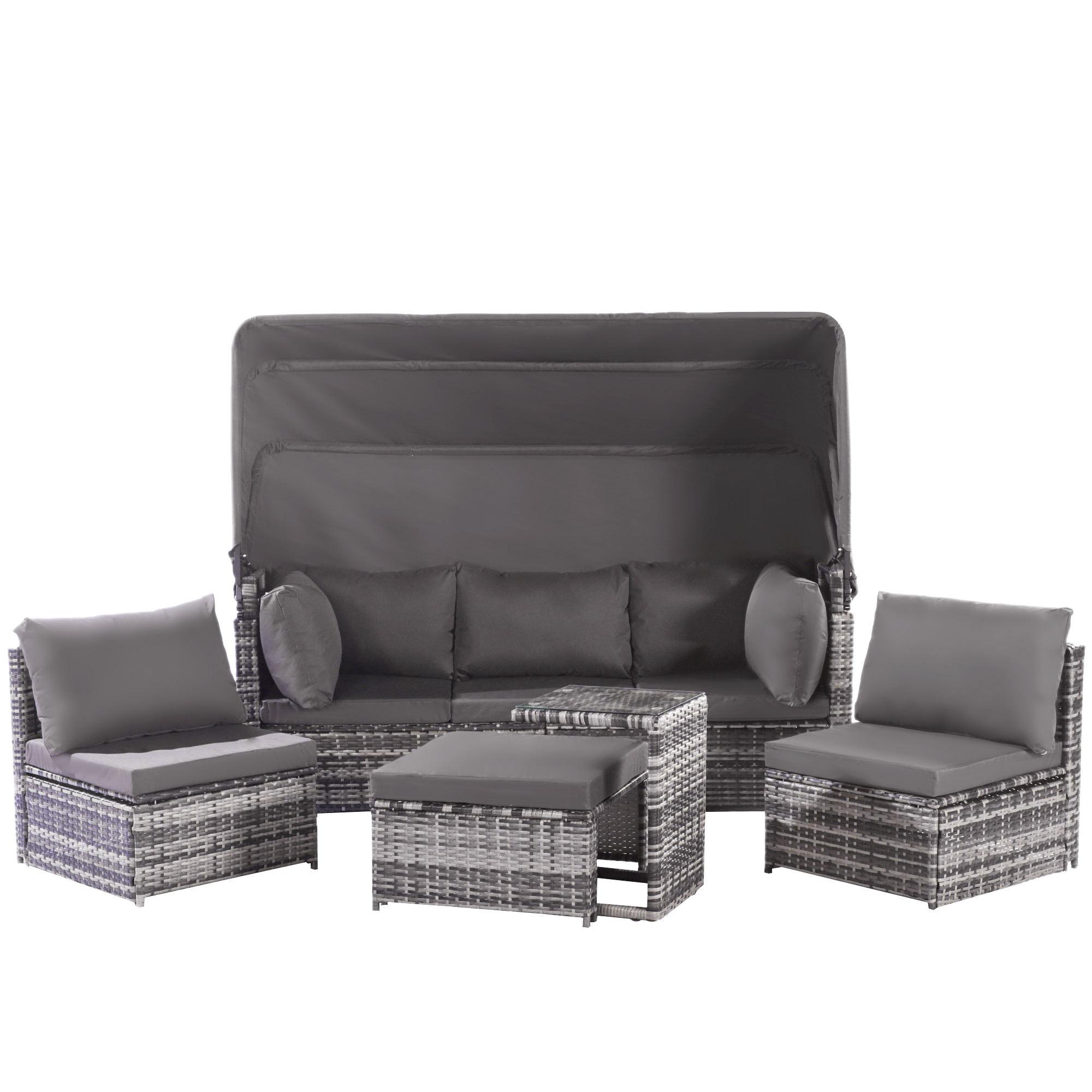 LOUNGEGARNITUR wetterfest - grau - Grau, Metall - Urban Meuble