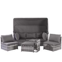 LOUNGEGARNITUR wetterfest - grau - Grau, Metall - Urban Meuble