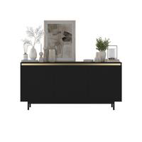 KOMMODE Selene 3D Schwarz matt 167 cm mit schwarzem Metallrahmen - Schwarz, Holzwerkstoff/Metall (166.8/79/35cm) - Meble Lindner