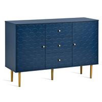 SIDEBOARD 2 Türen und 3 Schubladen, Verstellbare Ablage Blau 120/40/82CM - Blau, Holzwerkstoff/Metall (40/82/120cm) - Urban Meuble