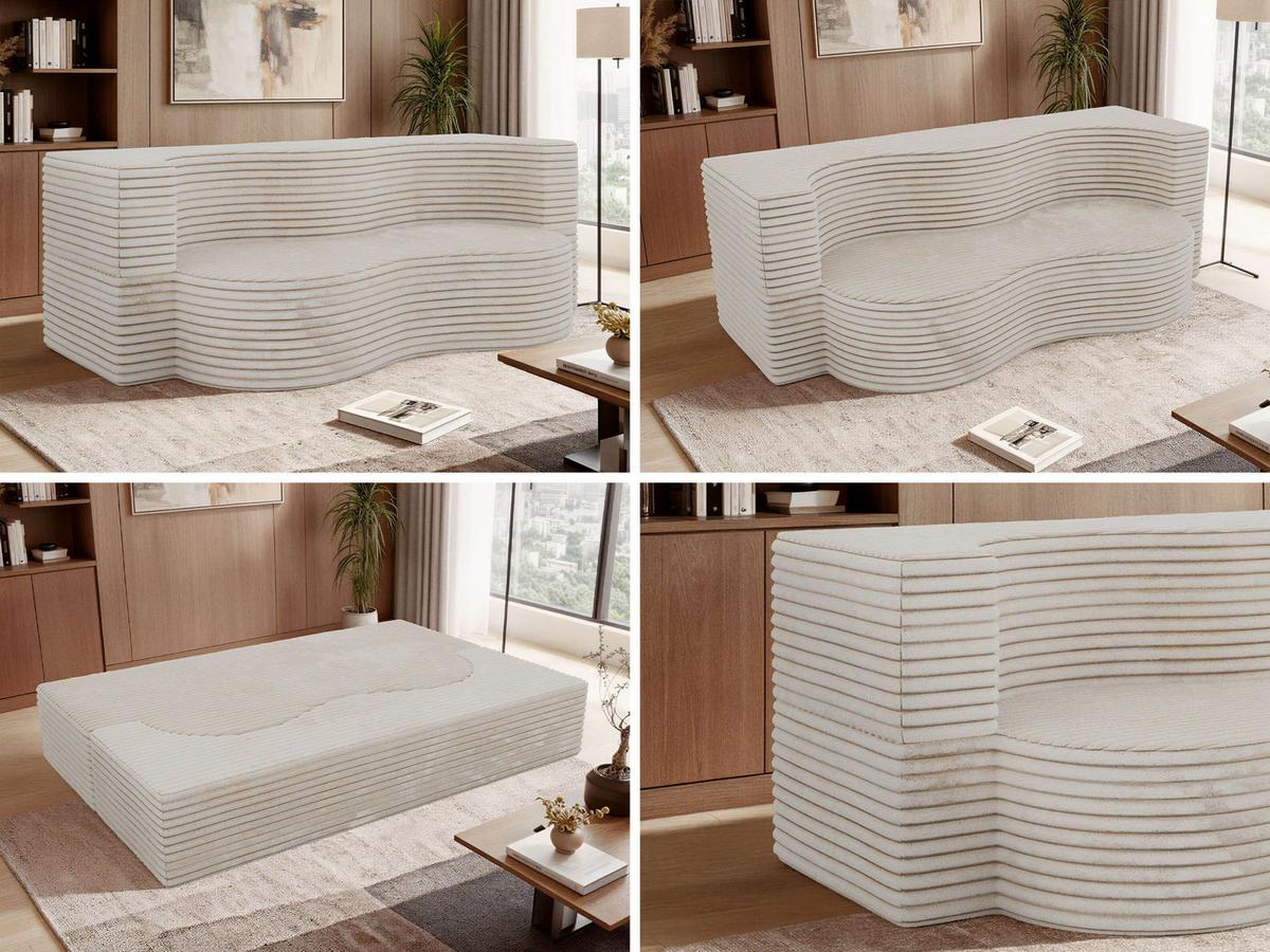 2-SITZER SOFA SANOA - Beige Cord - Beige, Textil (200/68/100cm) - MKS