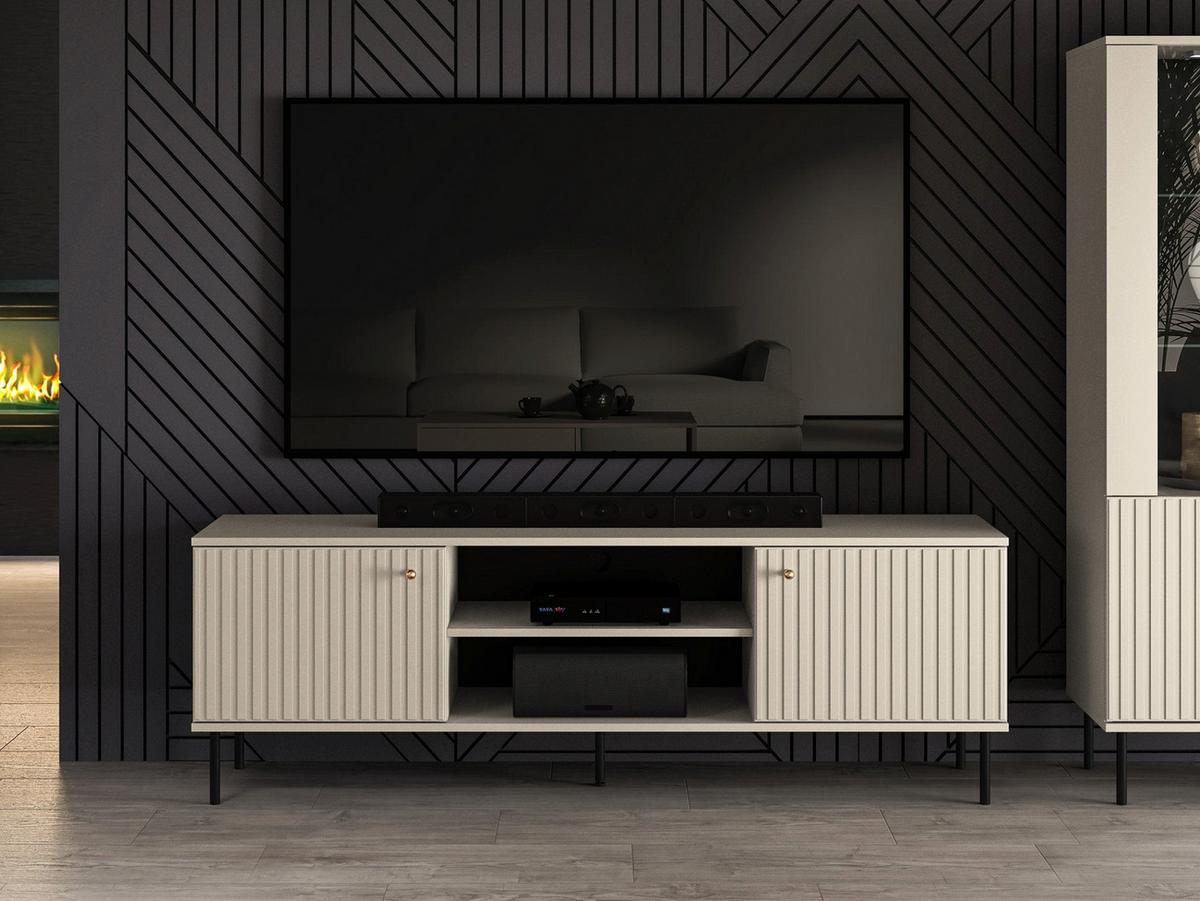 TV-LOWBOARD Caletto Beige 160 cm - Beige/Goldfarben, Holzwerkstoff/Metall (160/53/40cm) - Selsey