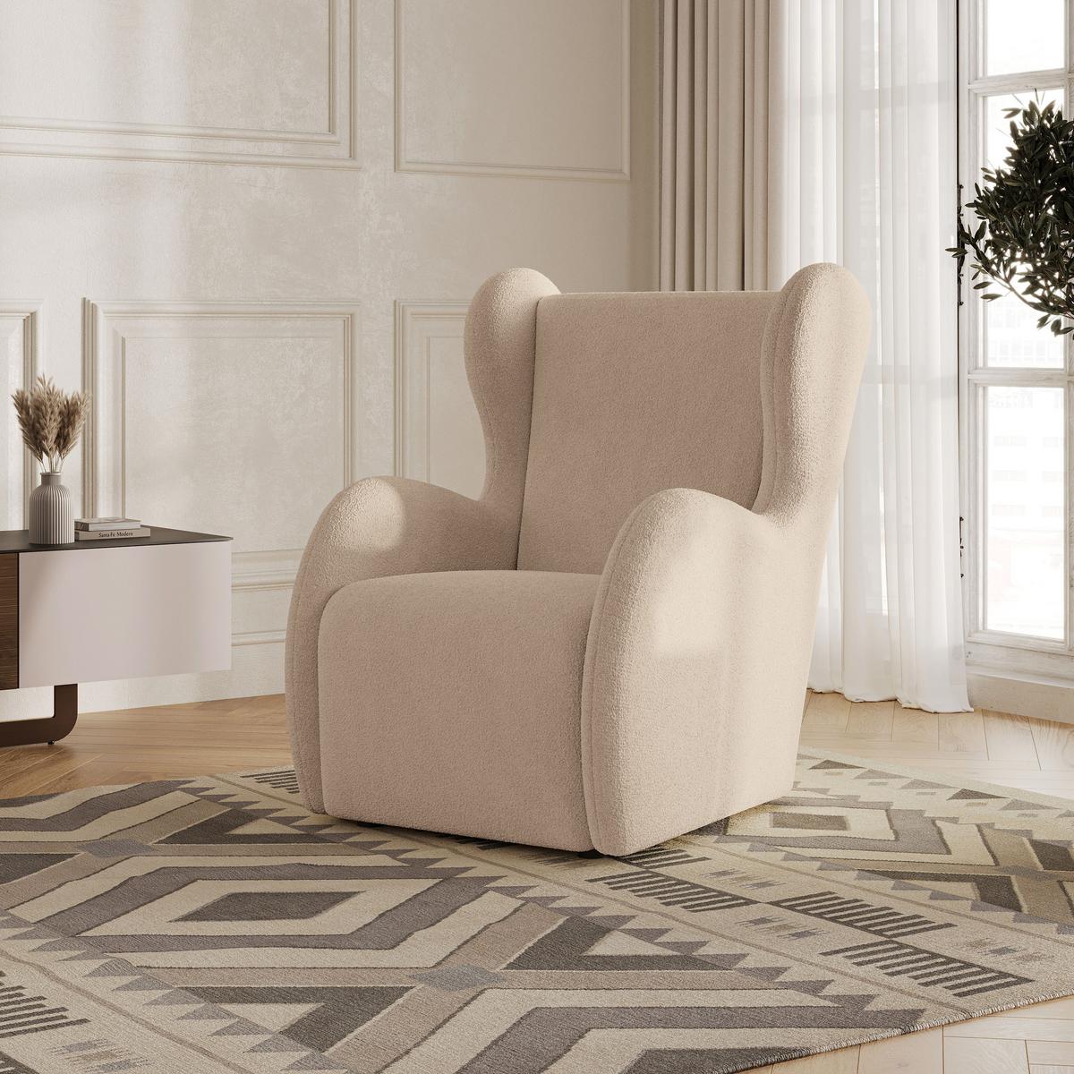 SESSEL MASTI Polstersessel Loungesessel ergonomisch, Beige - Beige, Holzwerkstoff/Kunststoff (74/100/86cm) - MASSENO