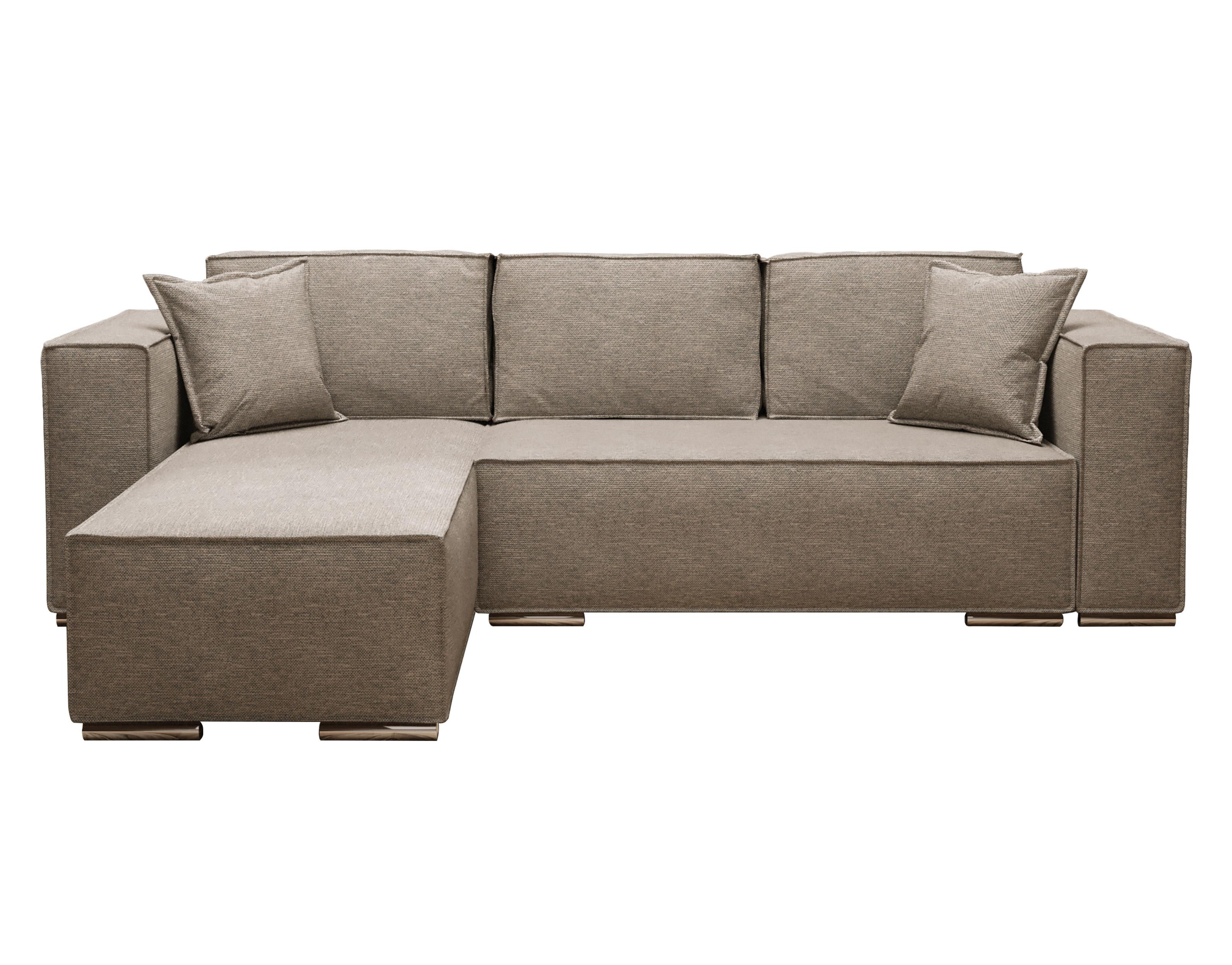 ECKSOFA L Form Vinoria Beige 255/180/82 cm Links mit Schlaffunktion - Chromfarben/Beige, Textil/Metall (180/255cm) - AX Living