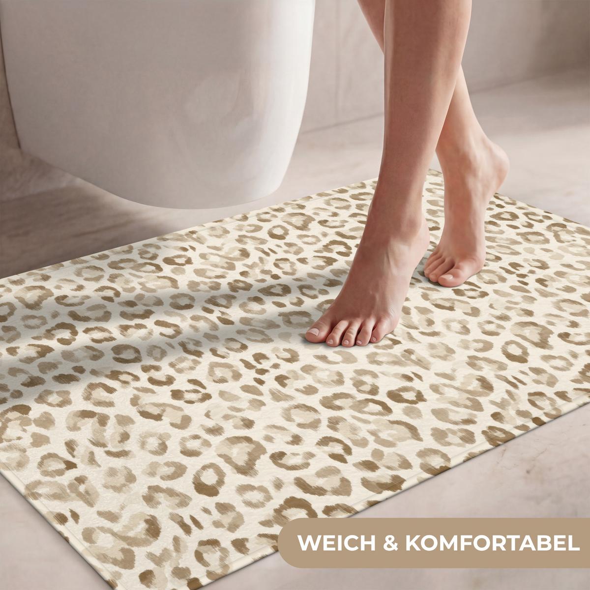 WC-VORLEGER Leopard - Klassisch - Beige Toilettenteppich 90x60 cm - Hellbraun, Textil (90/1cm) - OnlyWow