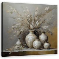 WANDBILD stillleben blumen vase - Grau, Textil (30/30cm) - Feeby