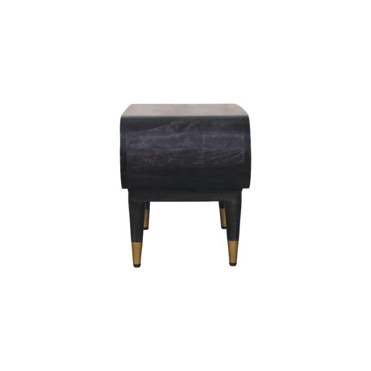 TV-MÖBEL Geschwungte Kante, Offenes Fach und Messing-Akzente, Schwarz - Schwarz, Holz (90/42/35cm) - Artisan Furniture