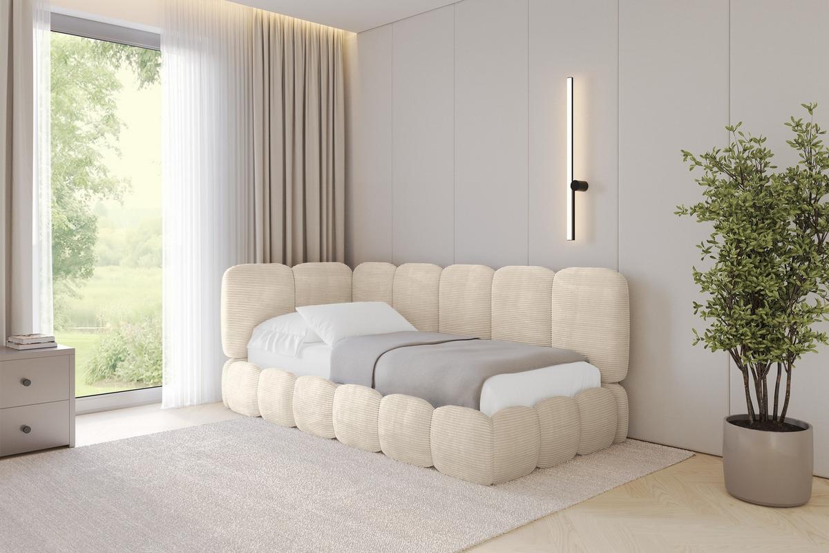 EINZELLBETT Jugendbett mit Bettkasten, Rechts - AVRY 100x200 Beige - Kaschmir/Beige, Holzwerkstoff/Textil (100/200cm) - ALTDECOR