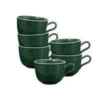 MILCHKAFFEETASSEN Terra Moosgrün 400 ml 6er Set - Dunkelgrün, Keramik (0.4L) - Seltmann Weiden