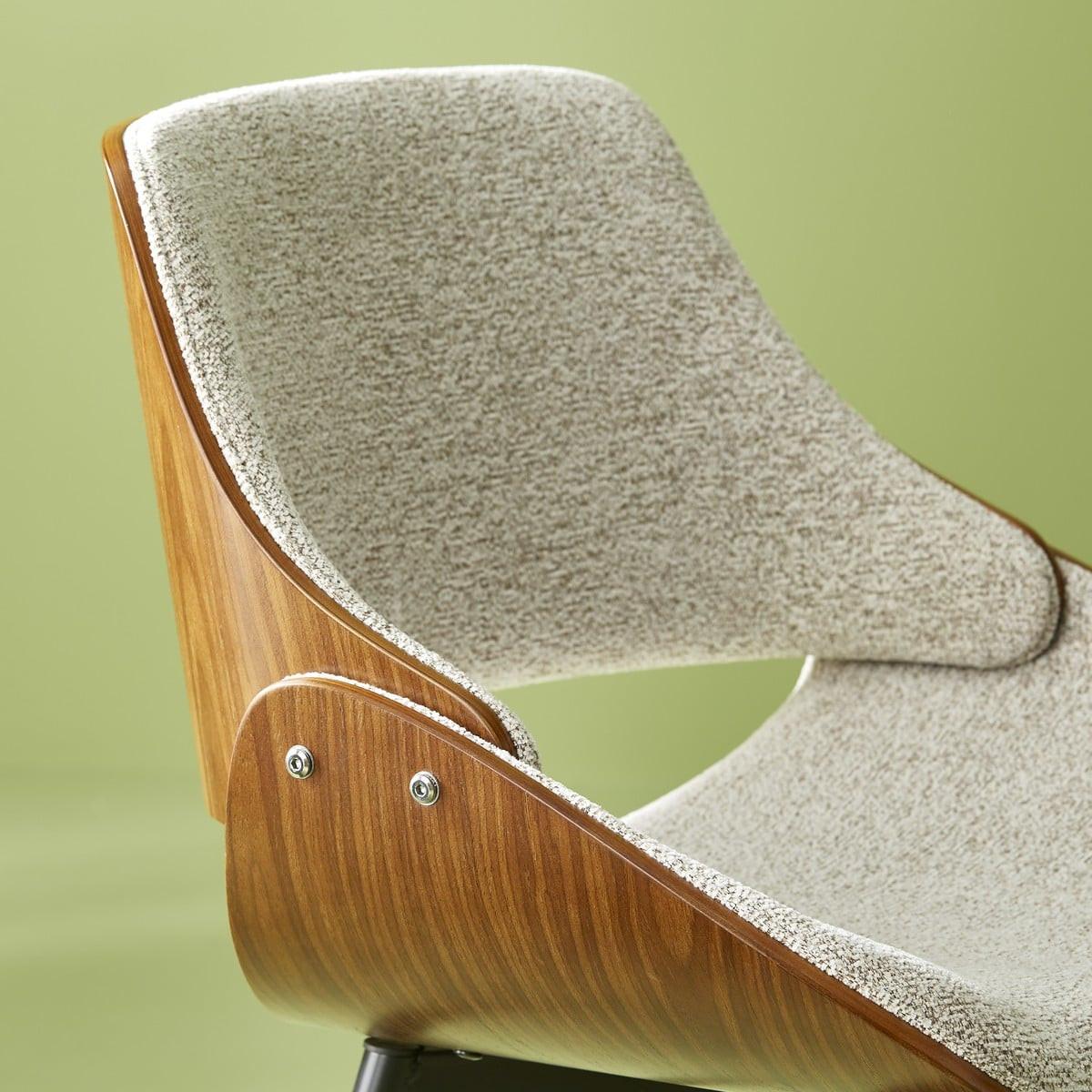 STUHL aus Nussbaum und Stoff L56 cm - MANNIX - Grau, Metall (54/78/61cm) - Signature