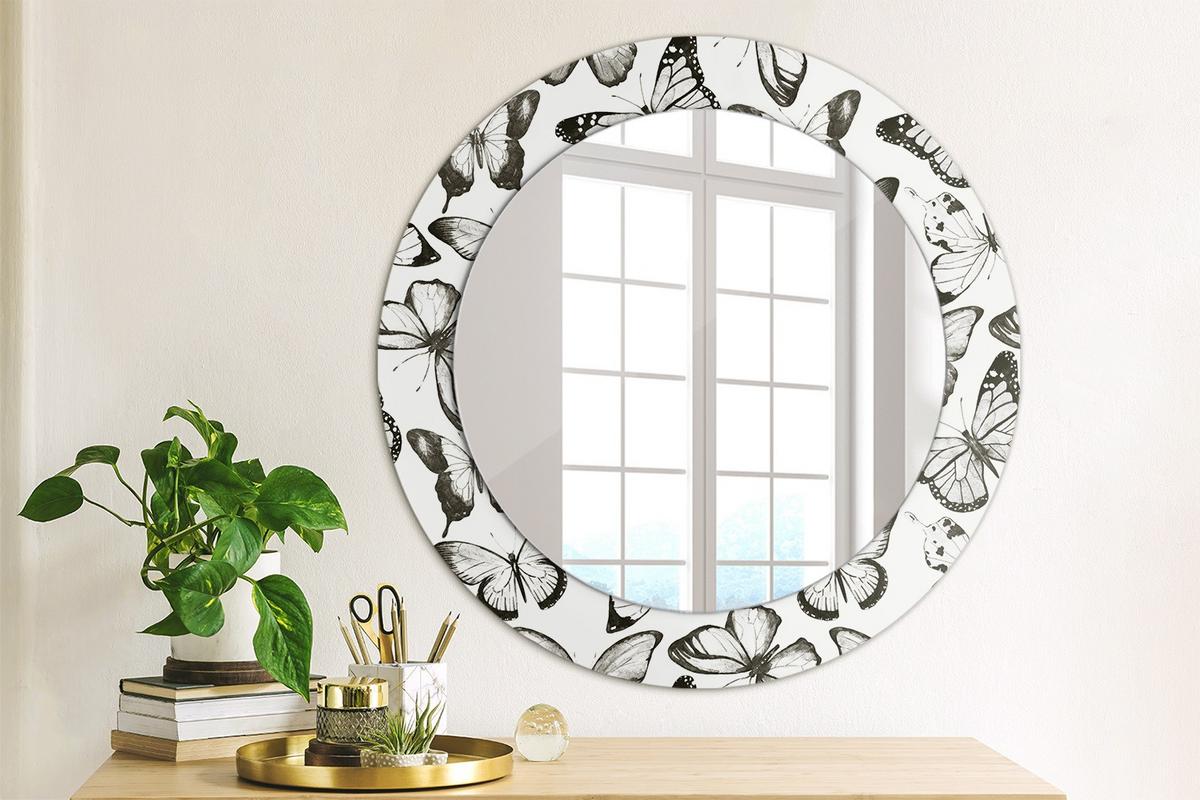 SPIEGEL Rund Ø 60 cm mit Aufdruck - Schwarz, Glas (60/60/0.4cm) - Wallfluent