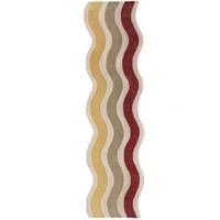 TEPPICHLÄUFER handgetuftet MONNOW, Wellenstreifen, Natur-Rot, 80 x 300 cm - Beige, Textil (80/300cm) - KADIMA DESIGN