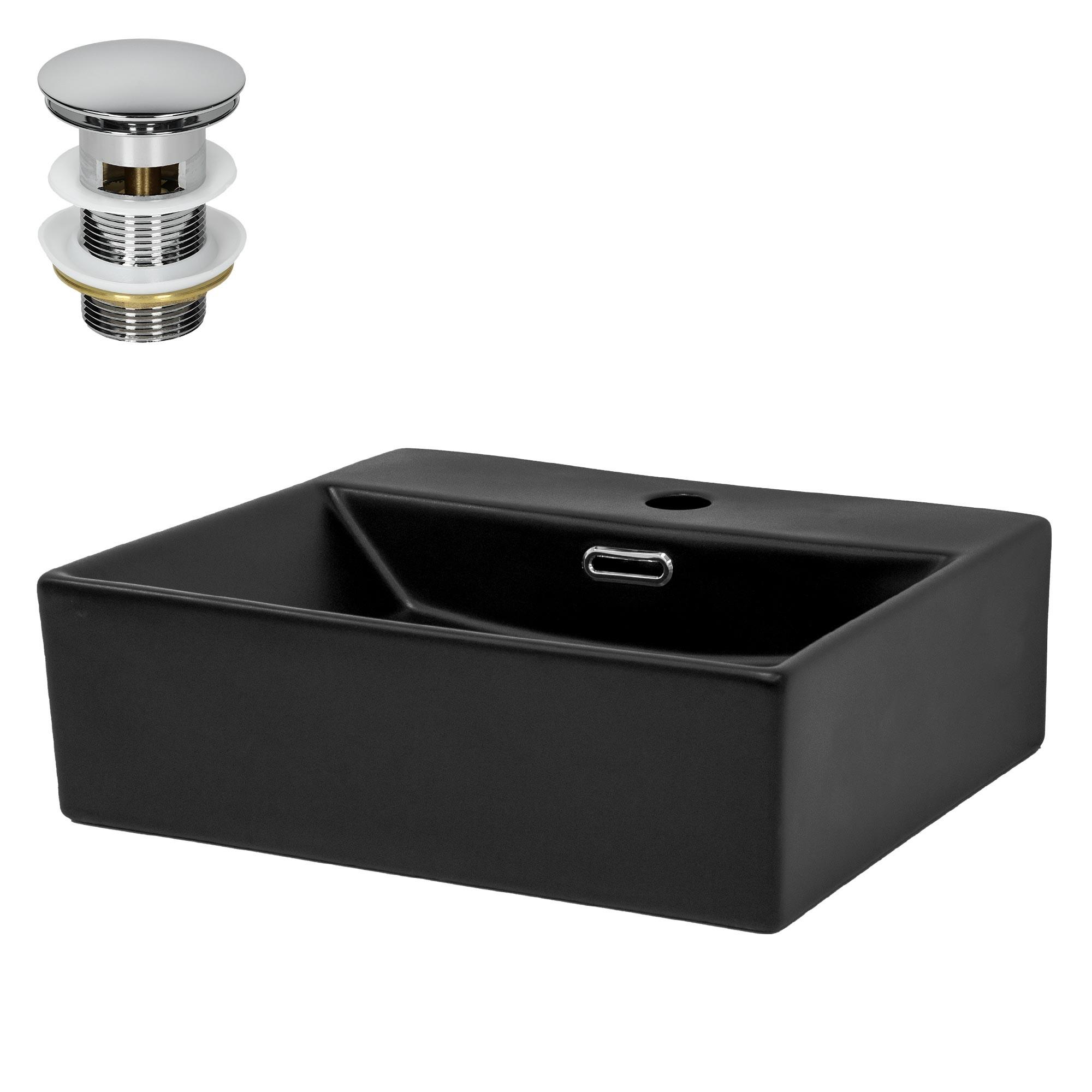 WASCHBECKEN - Schwarz, Keramik (36/13/41.5cm) - ML-DESIGN