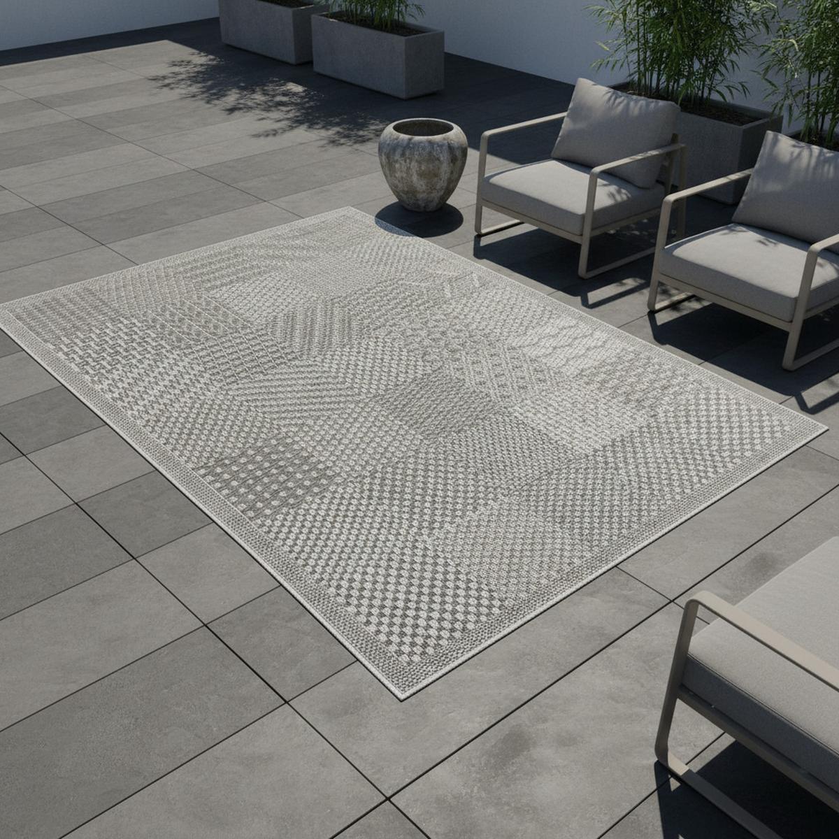 TEPPICH Outdoor LERMOOS in Grau, einfarbig, aus Polypropylen, 120 x 170 cm - Grau, Textil (120/170cm) - KADIMA DESIGN