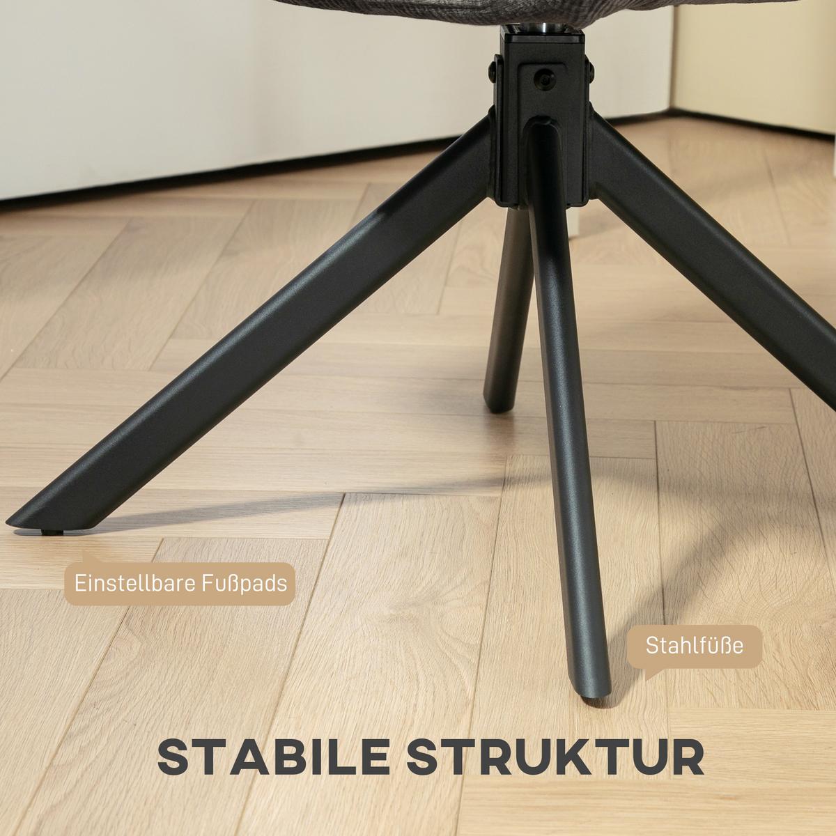 SESSEL Drehbar Loungesessel mit Armlehne Wolle-Leinenoptik Schwarz - Schwarz, Textil/Metall (61/88/60cm) - HOMCOM