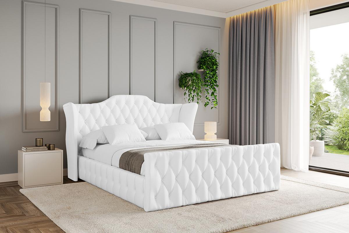 POLSTERBETT mit Bettkasten, Fußteil und Lattenrost, Boxbett mit Matratze H3/H4 - MODY-Z 120x200 Weiß Kunstleder - Weiß Hochglanz, Holzwerkstoff/Textil (120/200cm) - ALTDECOR