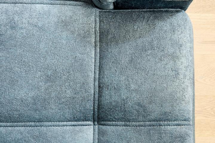 Wohnlandschaft blaugrau Schaumstoff Wellenunterfederung Schlaf und Relaxfunktion Rücken echt