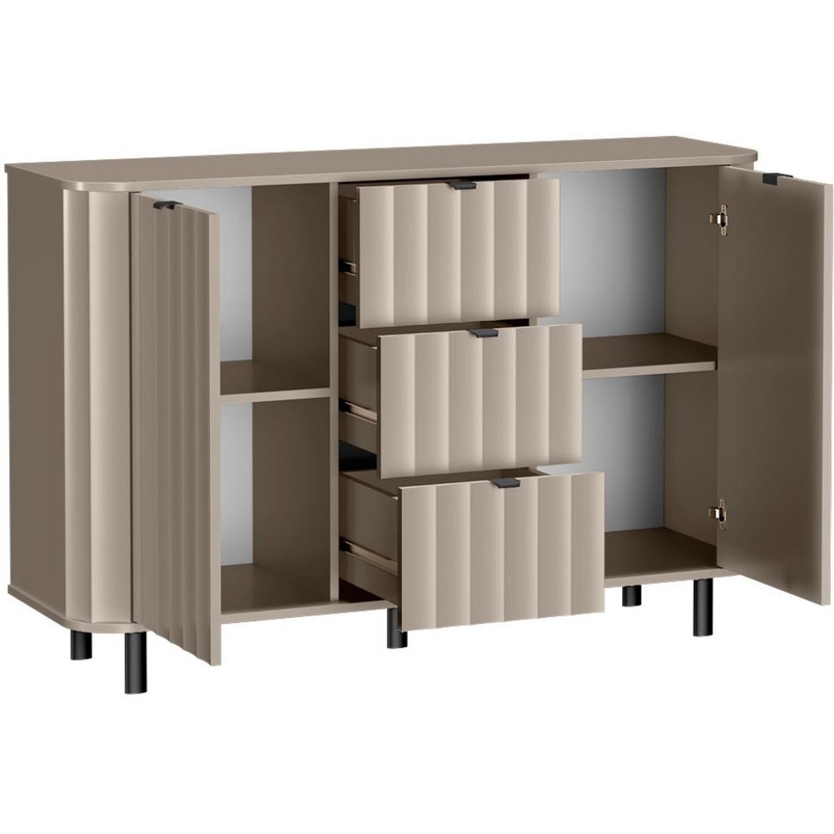KOMMODE Nevada mit drei Schubladen 138 cm Taupe - Taupe/Schwarz, Holzwerkstoff/Metall (138/91/41cm) - Beautysofa