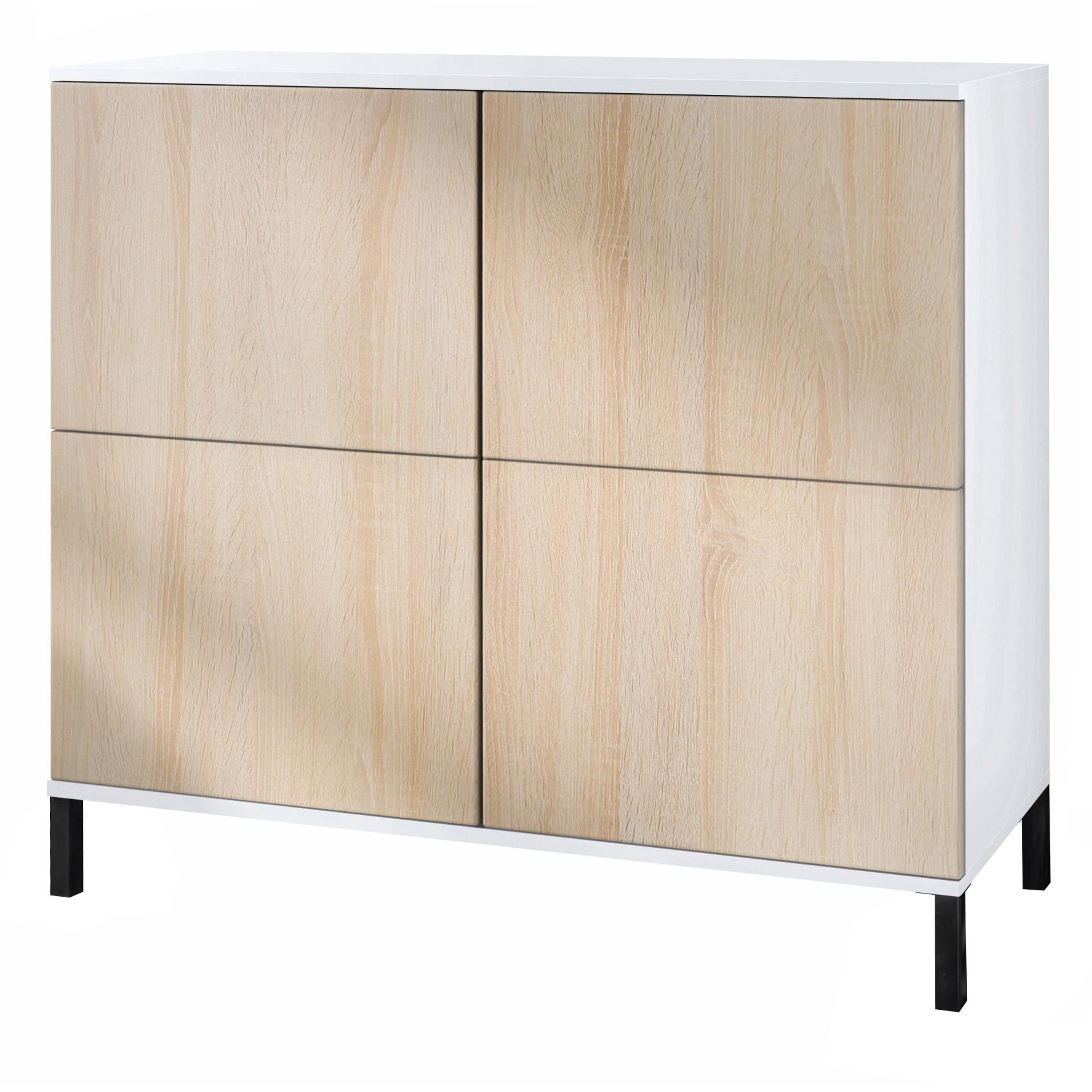 KOMMODE Rova Eiche sägerau - Eiche San Remo, Holzwerkstoff (92.5/83.5/35cm) - Vladon