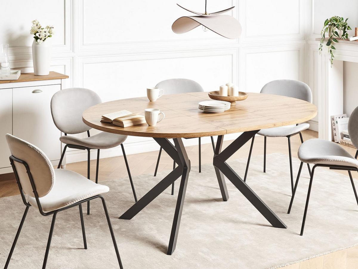 ESSTISCH ausziehbar Hellbraun 120-160/120 cm Carlea - Hellbraun, Holzwerkstoff (120/120/77cm) - Beliani