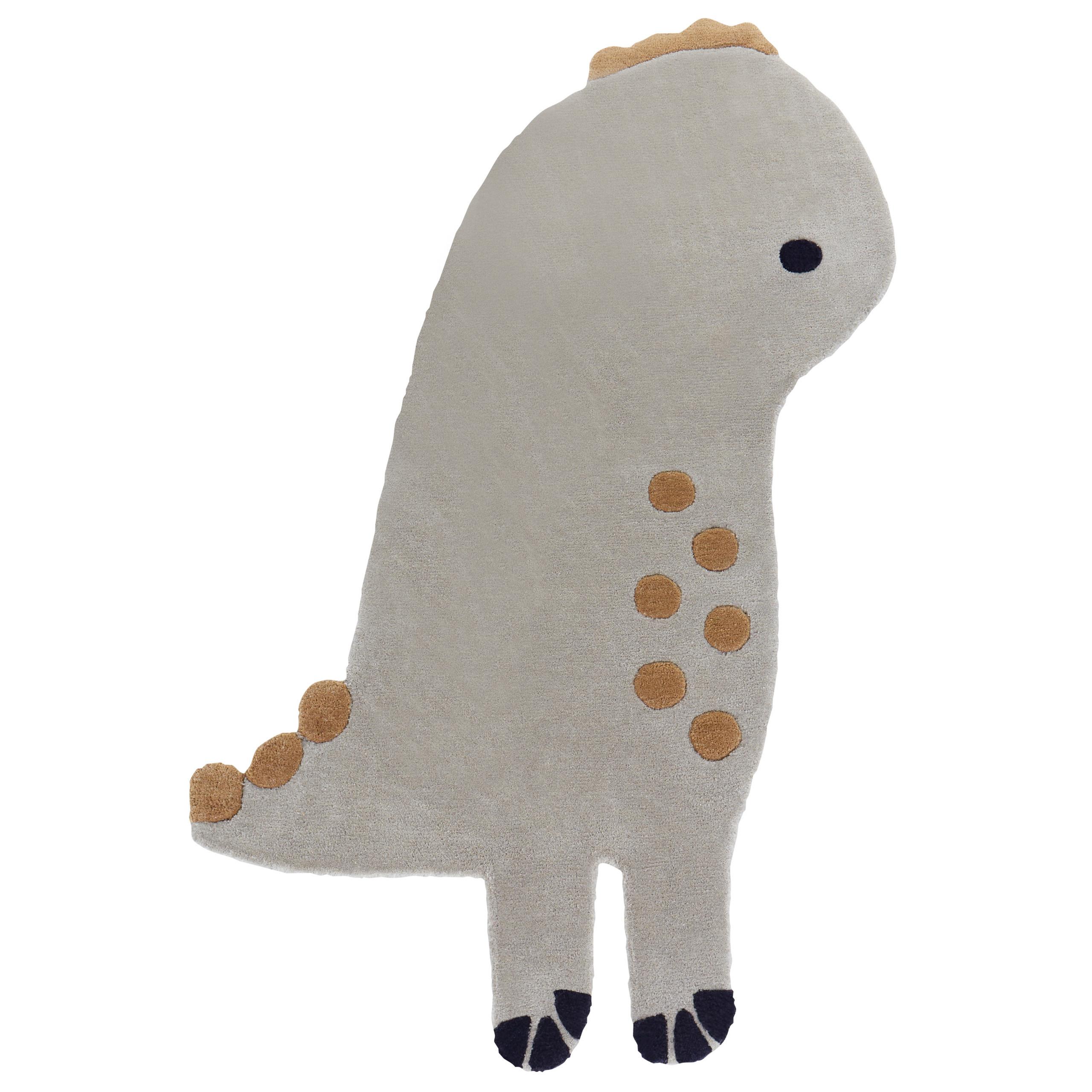 KINDERTEPPICH Dino 160/100 cm - Grau, Naturmaterialien (100/160cm) - Beliani