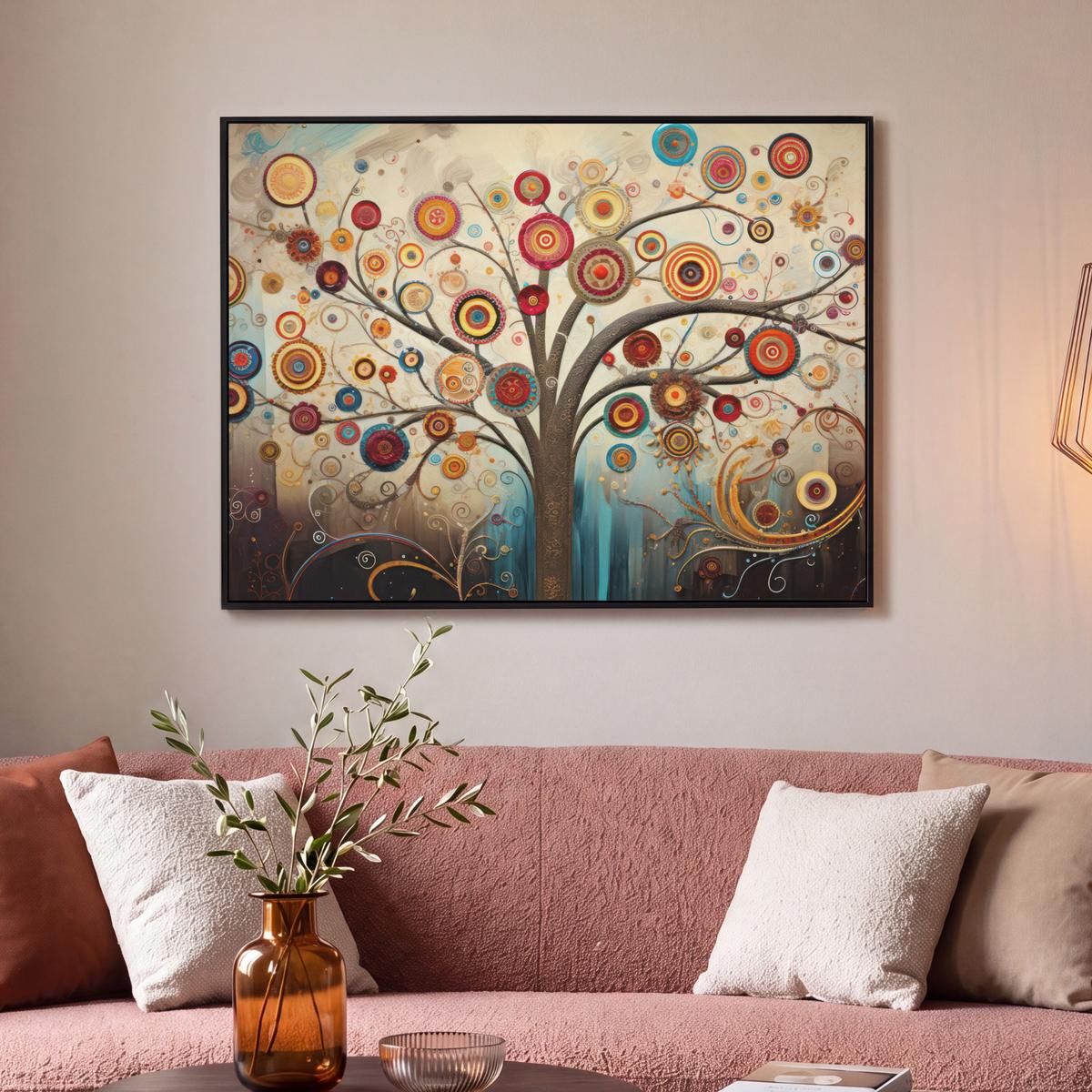 LEINWAND Bilder mit Rahmen - Baum - Baum des Lebens - Farbe - 100x70 - Braun, Textil (100/70cm) - MuchoWow