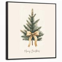 LEINWAND Bilder mit Rahmen - Weihnachtsbaum - Weihnachten - Frohe Weihnachten - Beige - 90x90 - Sandfarben, Textil (90/90cm) - MuchoWow