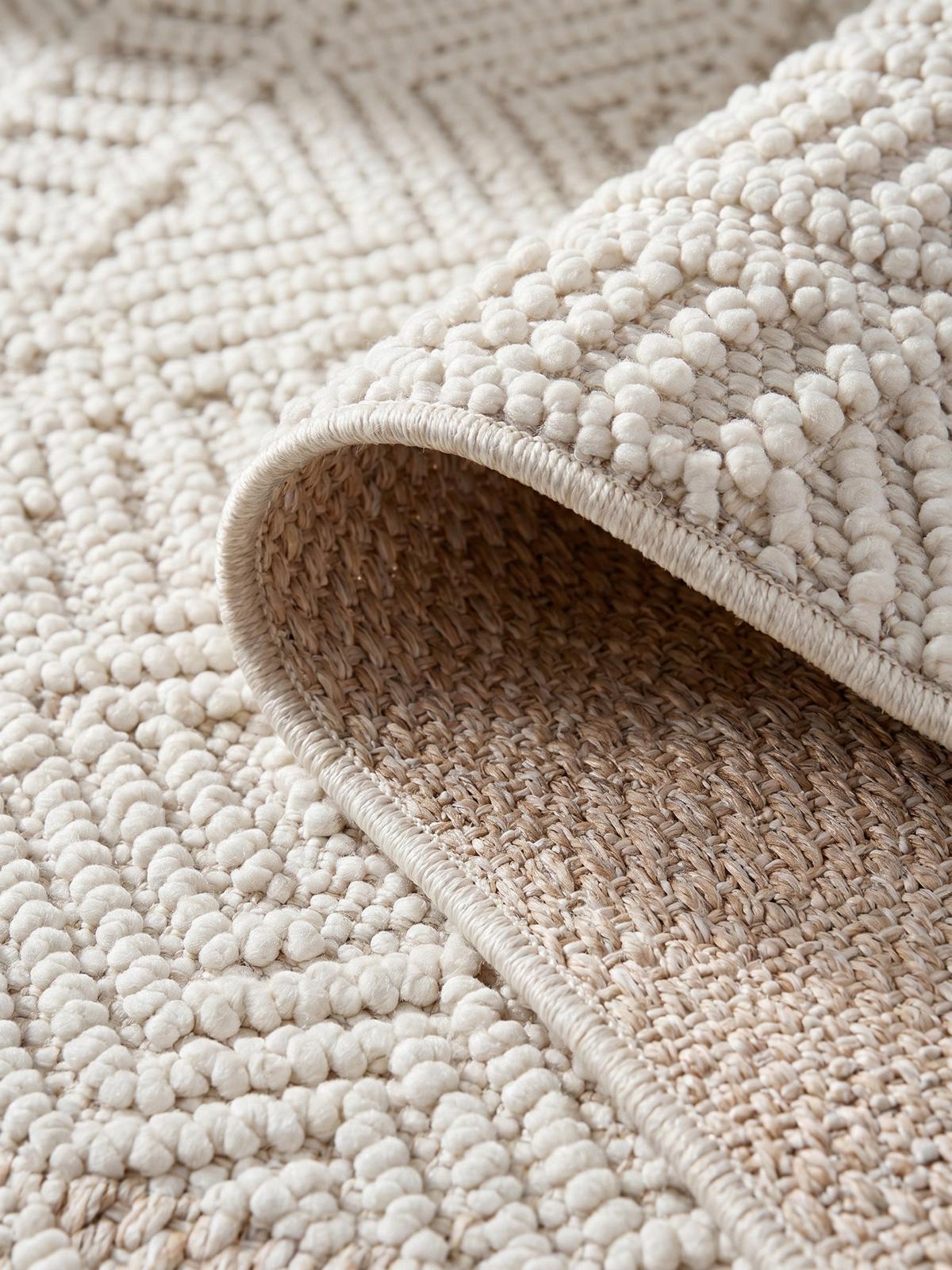 TEPPICH Flachgewebe LANGAU in Creme, mit Ethno-Streifen, 160 x 230 cm - Creme, Textil (160/230cm) - KADIMA DESIGN
