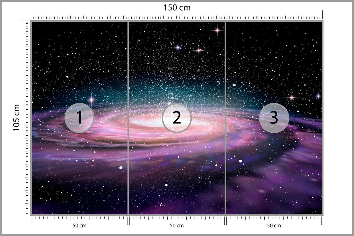 FOTOTAPETE für Jugendzimmer Spirale Sterne Galaxie Kosmos 150x105 - Violett/Schwarz, Papier (150/105cm) - Muralo