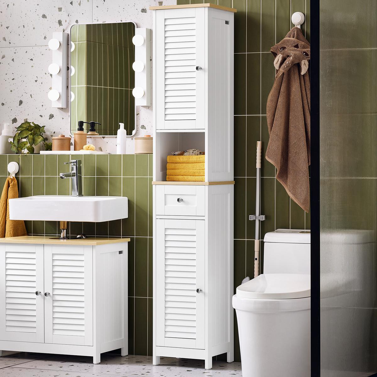 HOCHSCHRANK Weiß - Hellbraun/Weiß, Holzwerkstoff (32/170/30cm) - SoBuy
