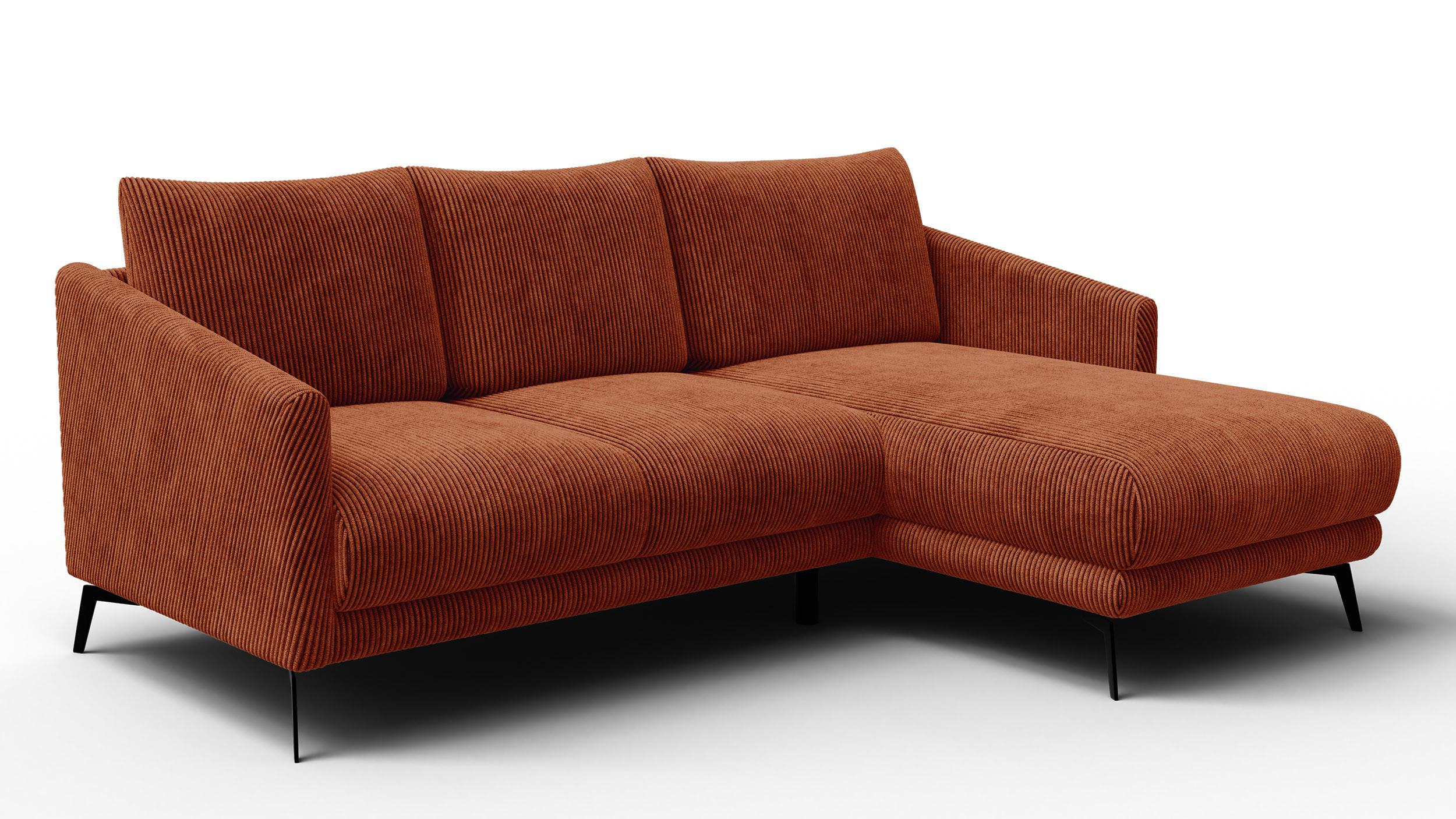 ECKSOFA VILT 3-Sitzer, orange - Schwarz/Orange, Holzwerkstoff/Textil (221/156cm) - Wozimo