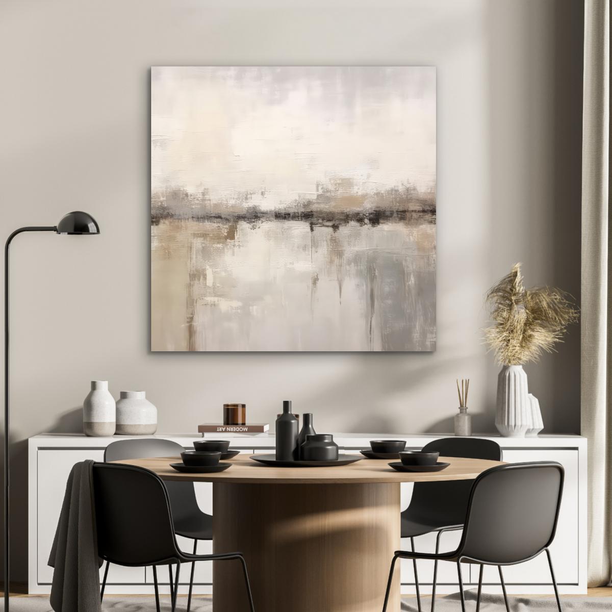 METALLBILD Moderne Kunst - Abstrakt - Beige 90x90 cm - Beige, Metall (90/90cm) - MuchoWow