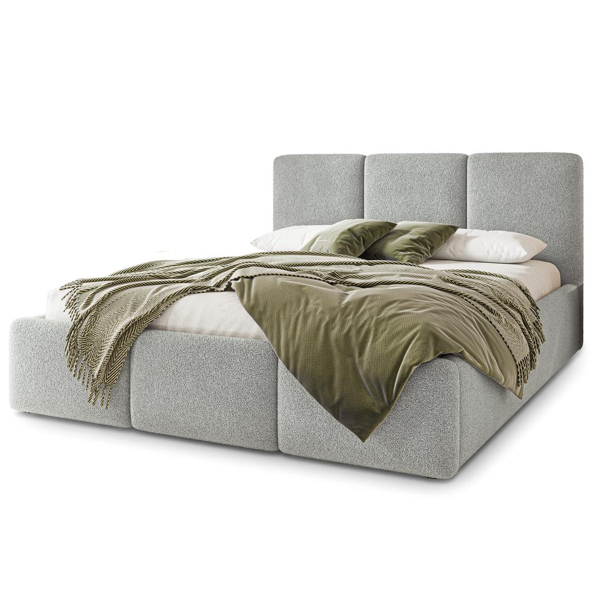 POLSTERBETT MORENA Q 200x200 cm mit Bettkästen - Hellgrau - Hellgrau, Holz (200/200cm) - MASSENO