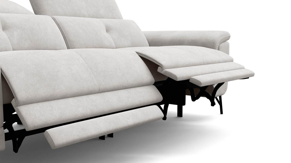 SOFA RELAX AVENA 3-Sitzer, beiger Veloursstoff - Beige/Schwarz, Holz/Textil (204/80/108cm) - Courtois Laville