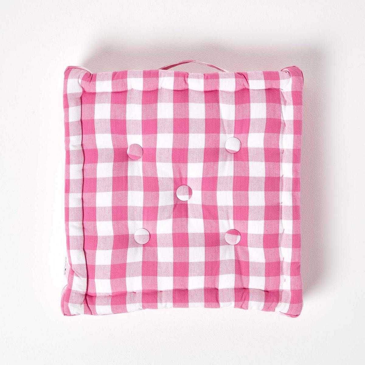 SITZKISSEN pink-weiß kariert 50/50/10 cm - Pink, Textil (50/50/10cm) - Homescapes