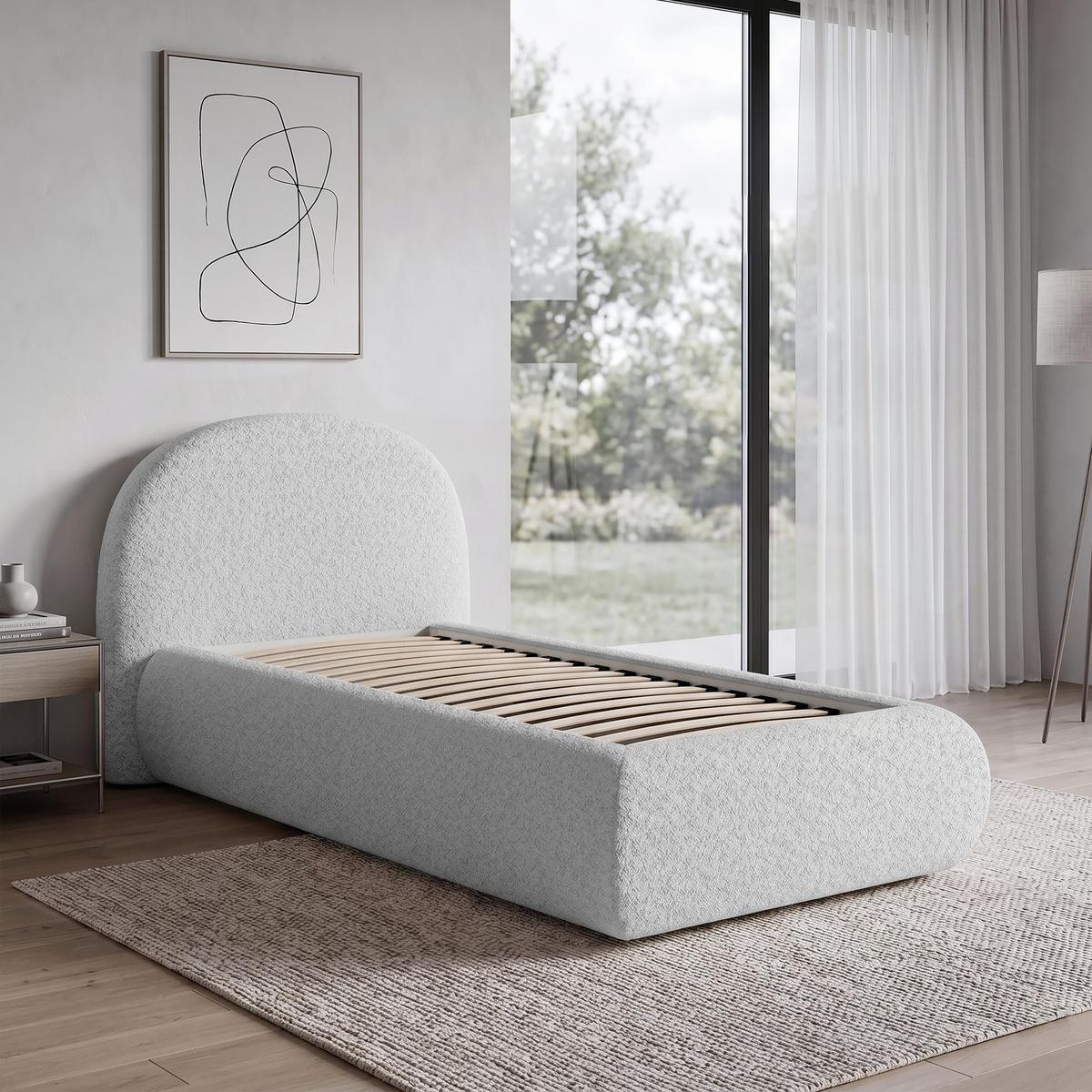 POLSTERBETT Motti 90x200, Einzelbett mit Bettkasten, ohne Matratze, Hellgrau - Hellgrau, Holzwerkstoff (90/200cm) - Beautysofa
