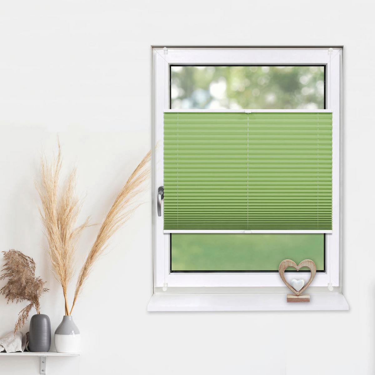 PLISSEE Basic 90 x 150cm Klemmfix ohne Bohren - Grün, Textil (90/150cm) - Deco-Raum