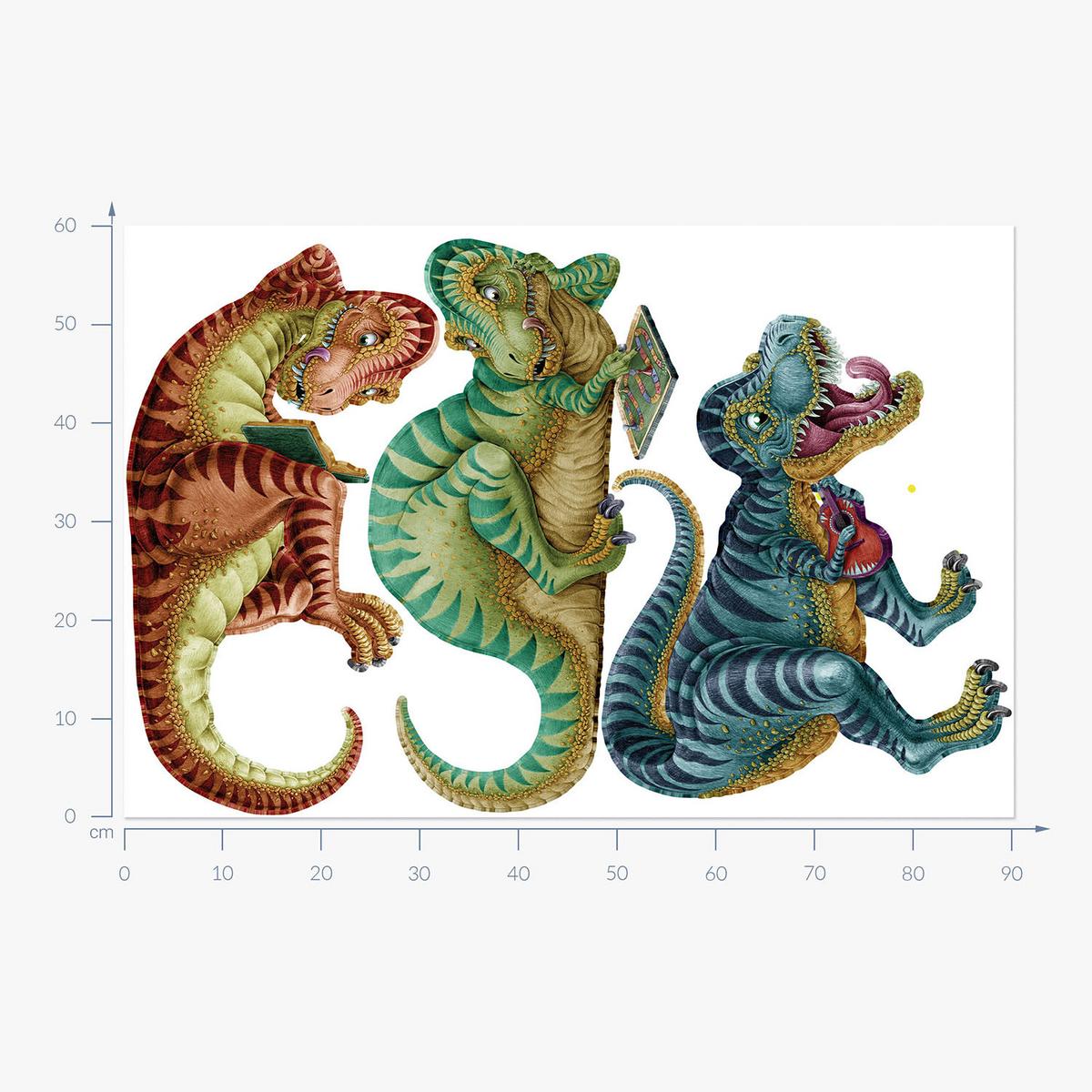 WANDAUFKLEBER 60x90cm - Bunte Dinosaurier - Multicolor, Kunststoff (60/90/0.1cm) - Wallfluent