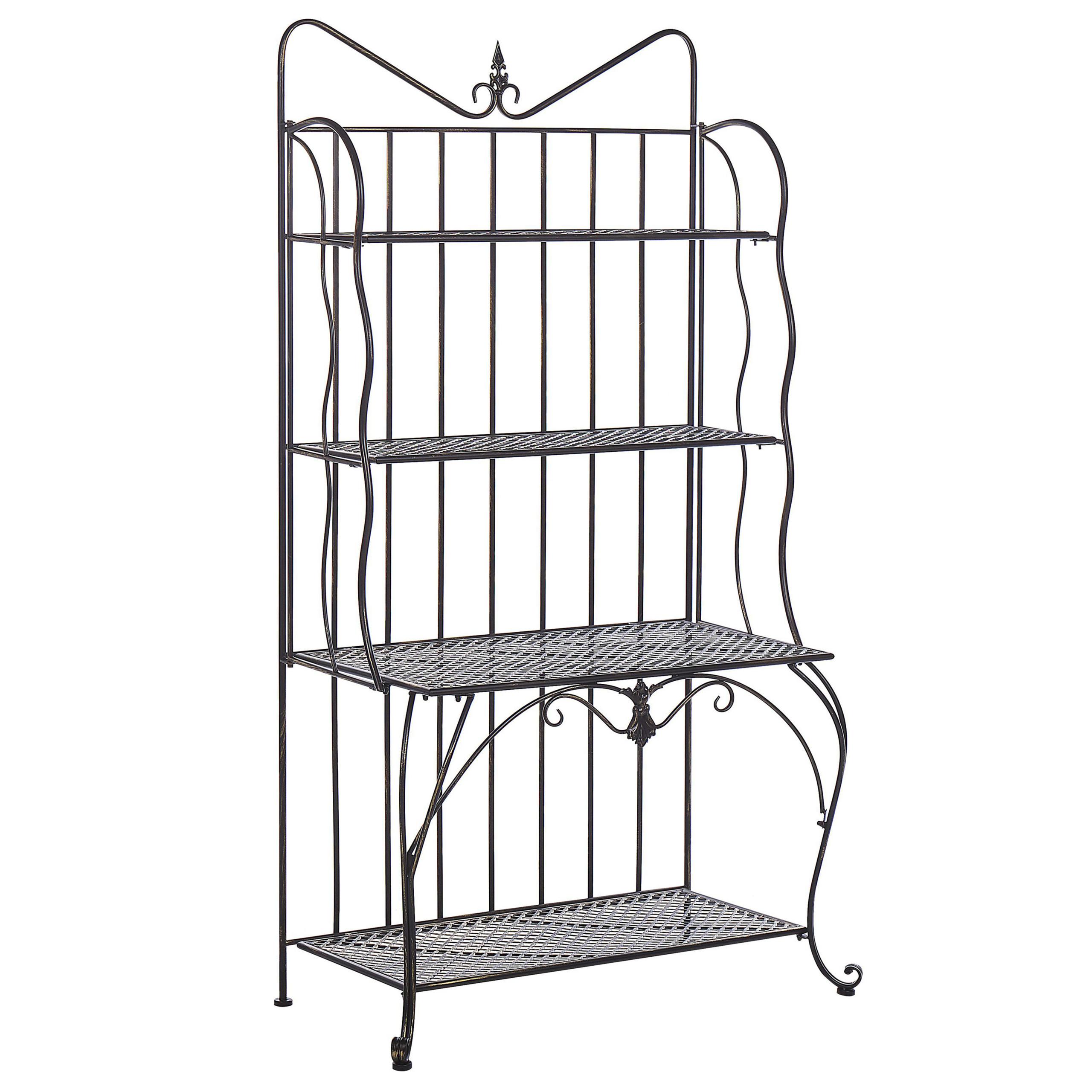 GARTENREGAL schwarz Metall 4 Ablageflächen klappbar Pavona - Schwarz, Metall (94/170/50cm) - Beliani