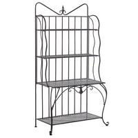GARTENREGAL schwarz Metall 4 Ablageflächen klappbar Pavona - Schwarz, Metall (94/170/50cm) - Beliani
