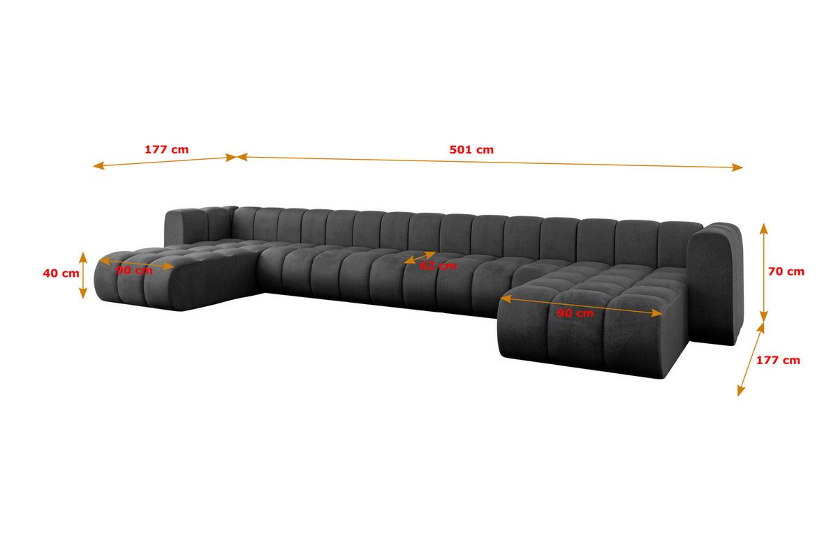 WOHNLANDSCHAFT modulares Sofa Joren-U3 - 501x177x70 cm Schwarz - Schwarz, Holzwerkstoff/Textil (501/70/177cm) - ALTDECOR