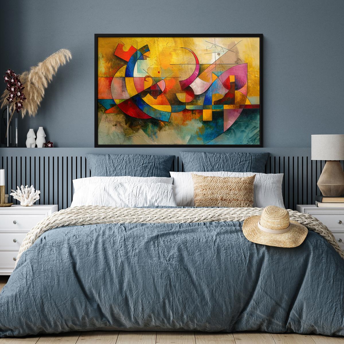 POSTER MIT RAHMENGERAHMTES BILD Kunst - Abstrakt - Modern 120x80 cm - Gelb, Papier (120/80cm) - MuchoWow